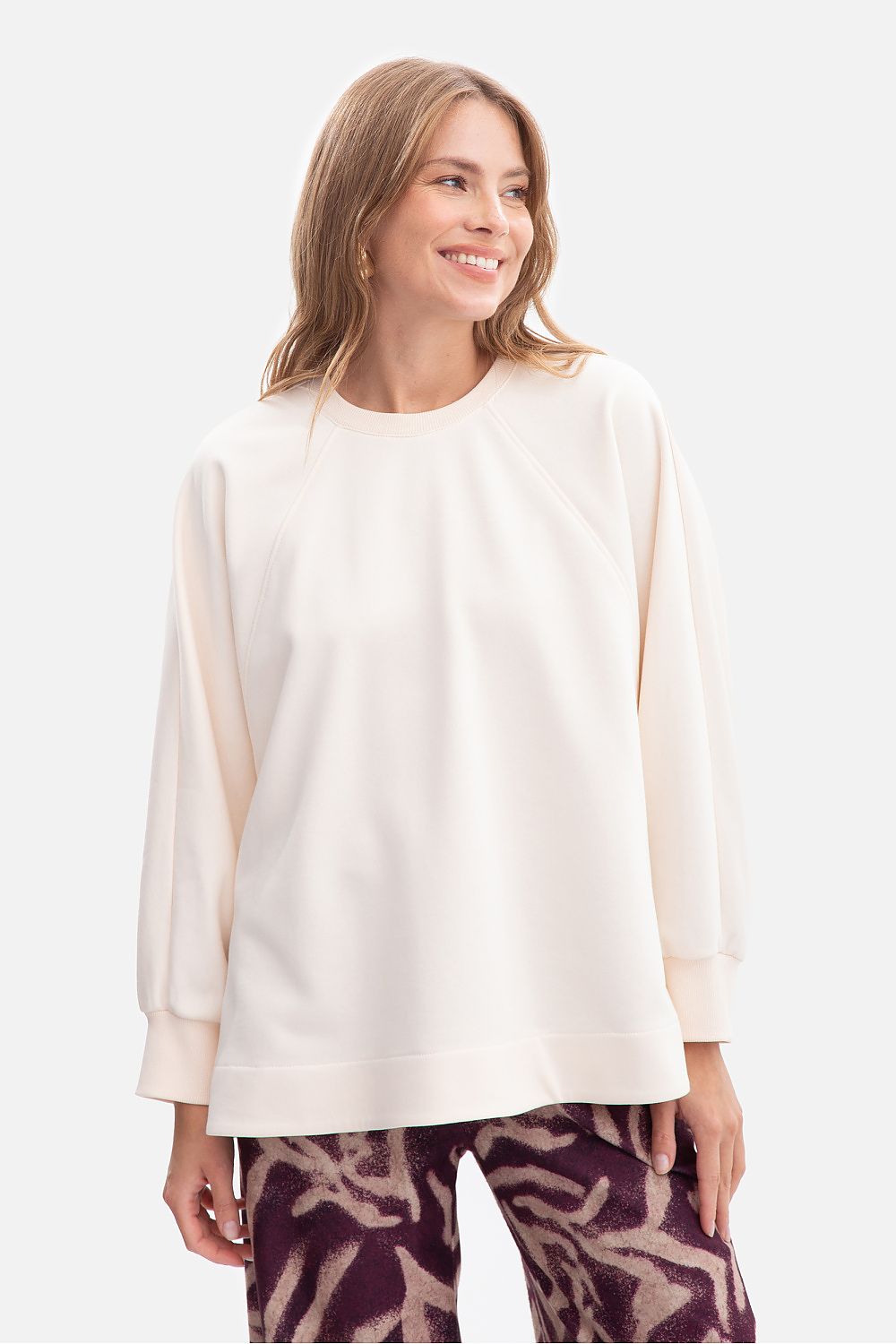 Anibe Lifestyle - Oversized sweatshirt med raglanärmar och sidoslitsar