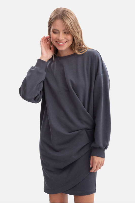 Anibe Lifestyle - Oversize sweatshirt-klänning med muddar och rund ringning
