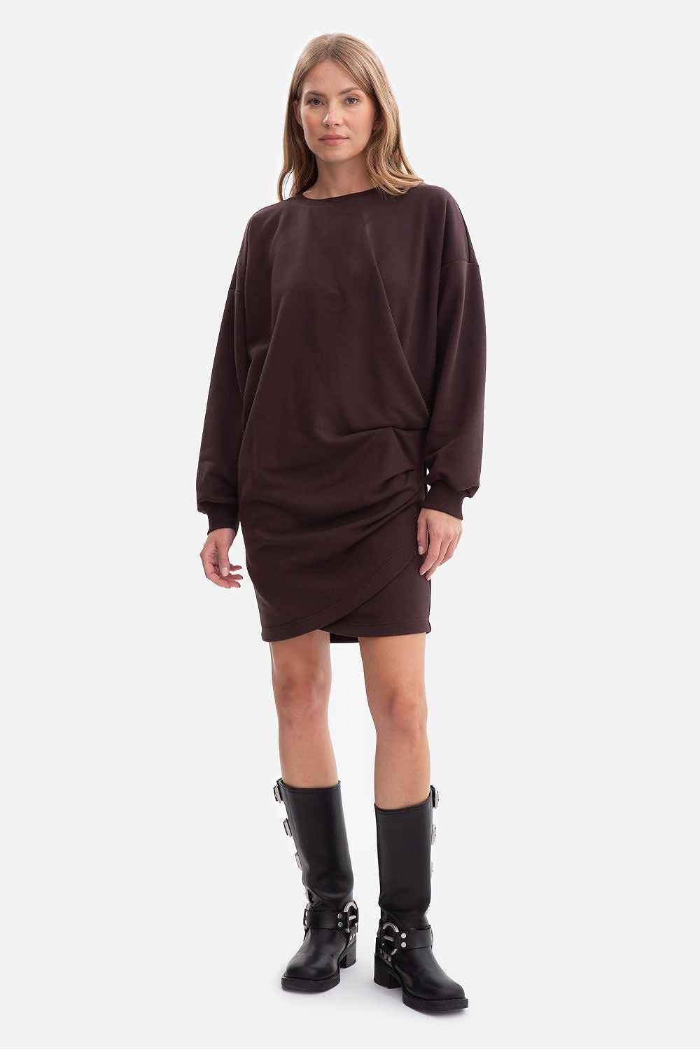 Anibe Lifestyle - Oversize sweatshirt-klänning med muddar och rund ringning
