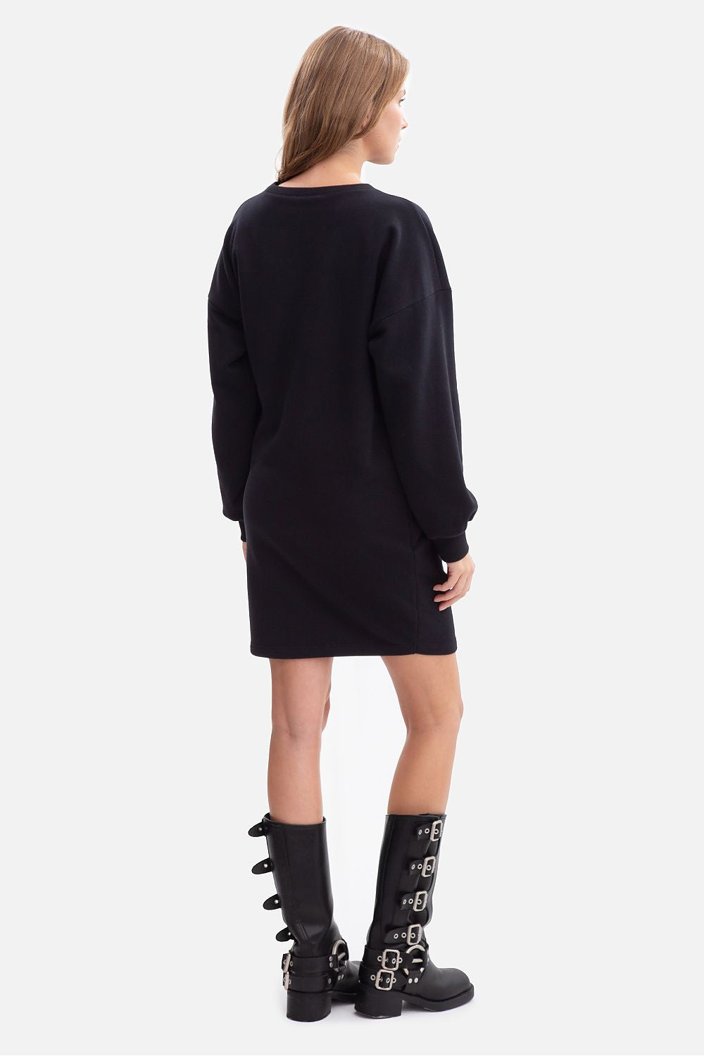Anibe Lifestyle - Oversize sweatshirt-klänning med muddar och rund ringning
