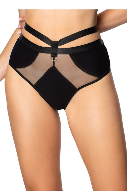 Anibe Lifestyle - Etna - High-waist trosor med meshpartier och dekorativa band