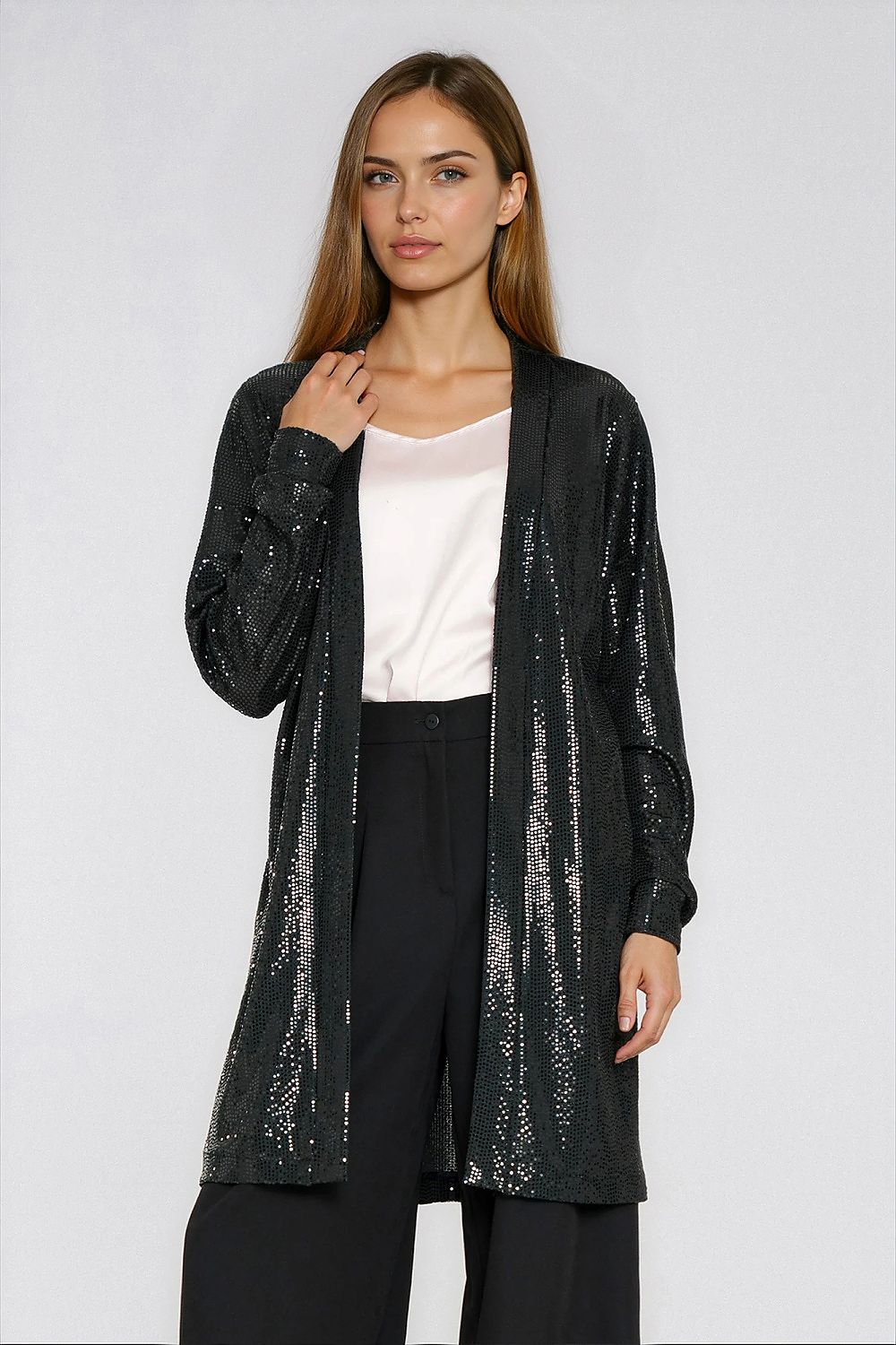 Anibe Lifestyle - Oversize kofta med paljetter