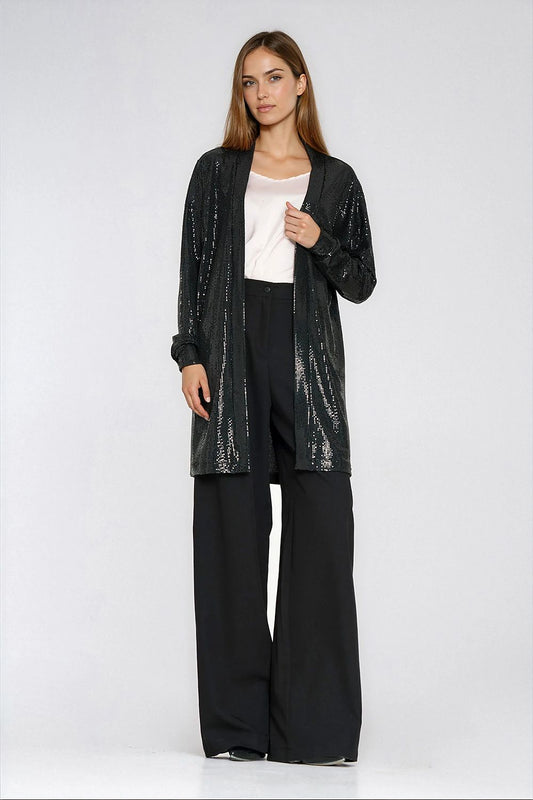 Anibe Lifestyle - Oversize kofta med paljetter