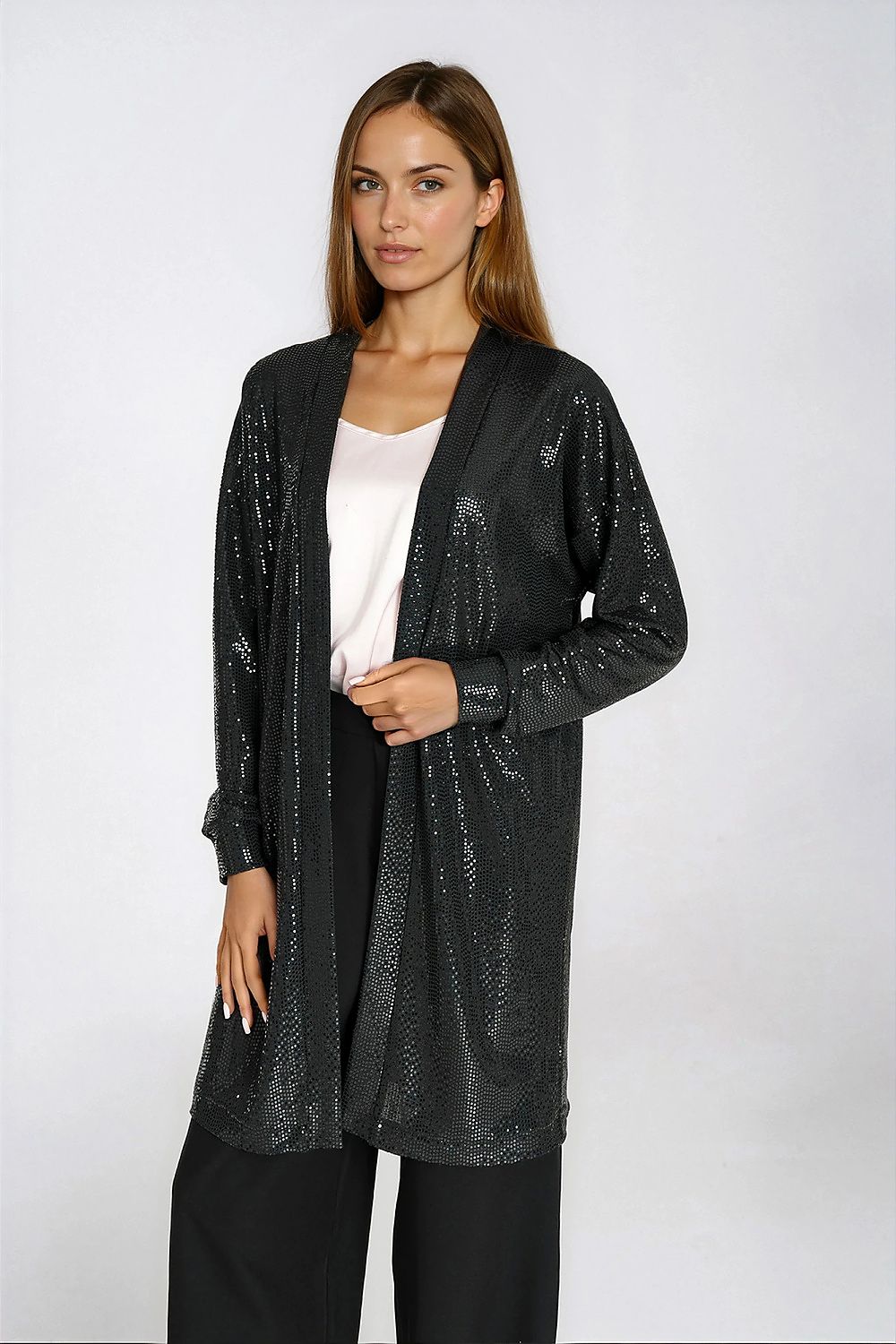 Anibe Lifestyle - Oversize kofta med paljetter