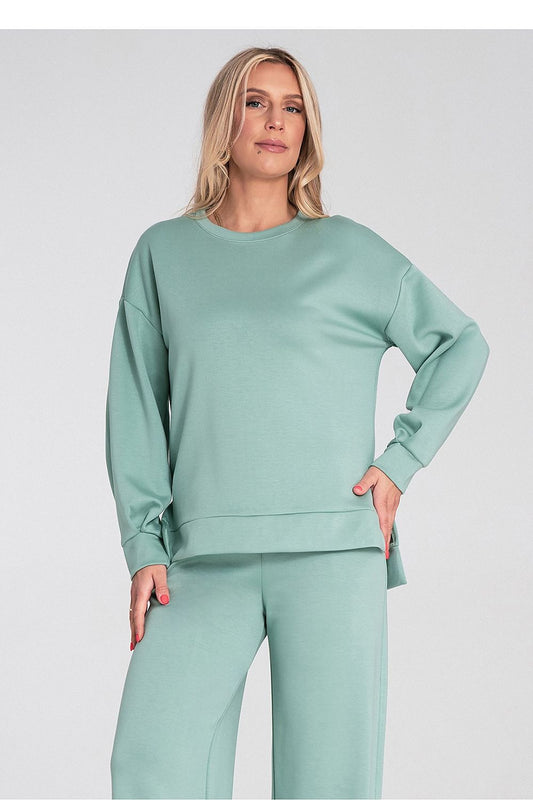 Anibe Lifestyle - Sweatshirt med rund hals och sidoskärningar