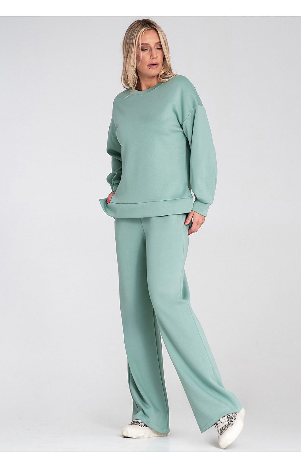 Anibe Lifestyle - Sweatshirt med rund hals och sidoskärningar