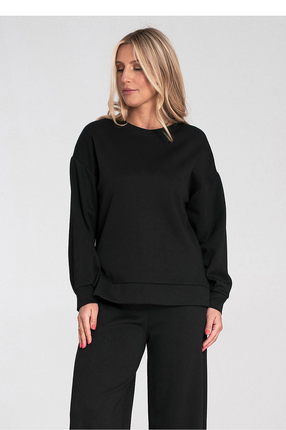 Anibe Lifestyle - Sweatshirt med rund hals och sidoskärningar