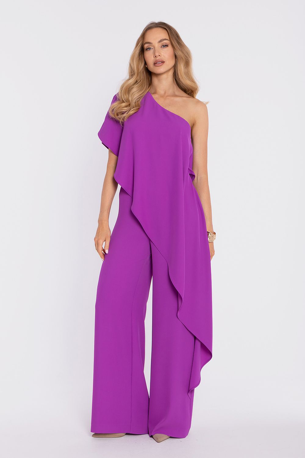 Anibe Lifestyle - Byxdress med asymmetrisk enaxelurringning och cape-överdel