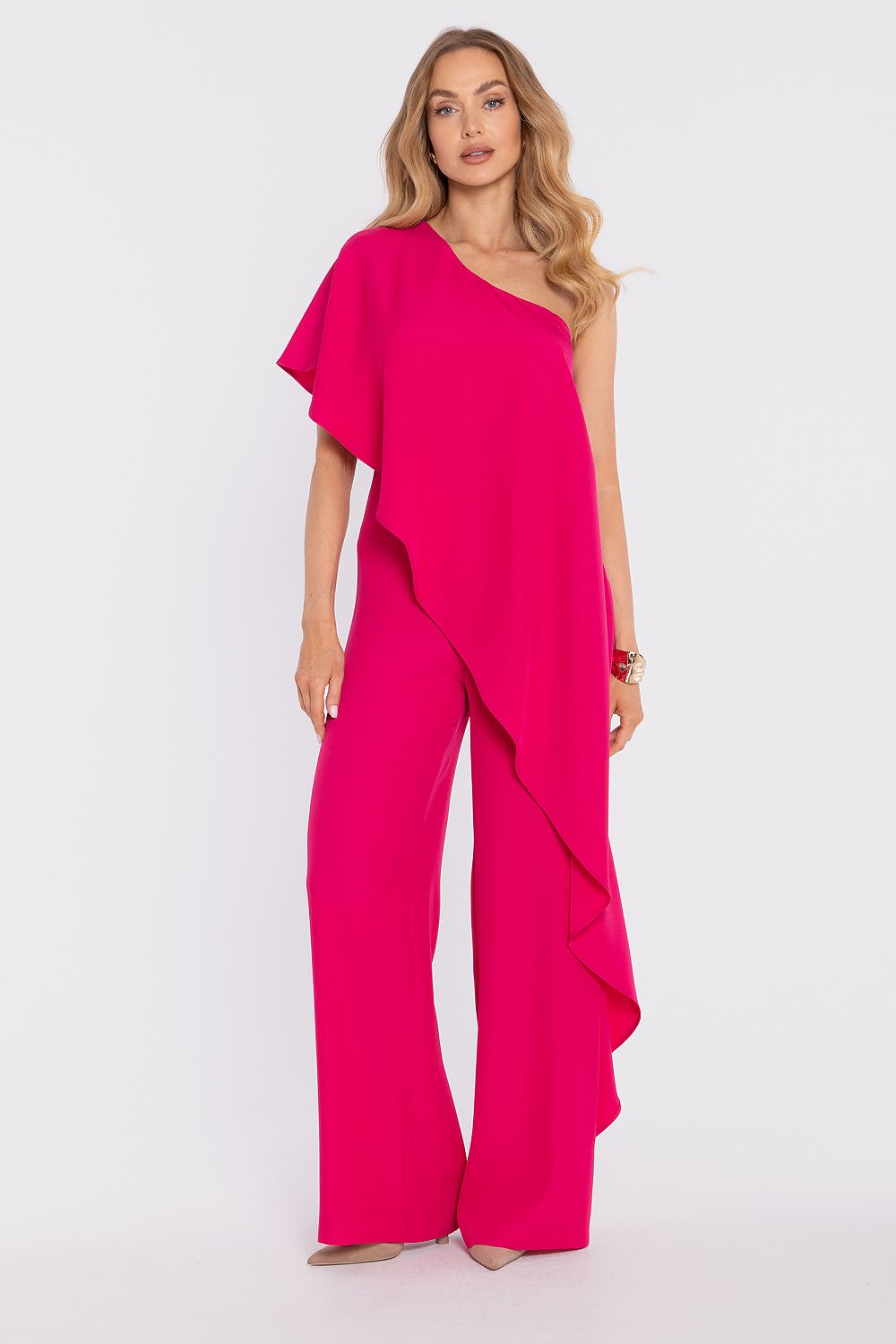 Anibe Lifestyle - Byxdress med asymmetrisk enaxelurringning och cape-överdel