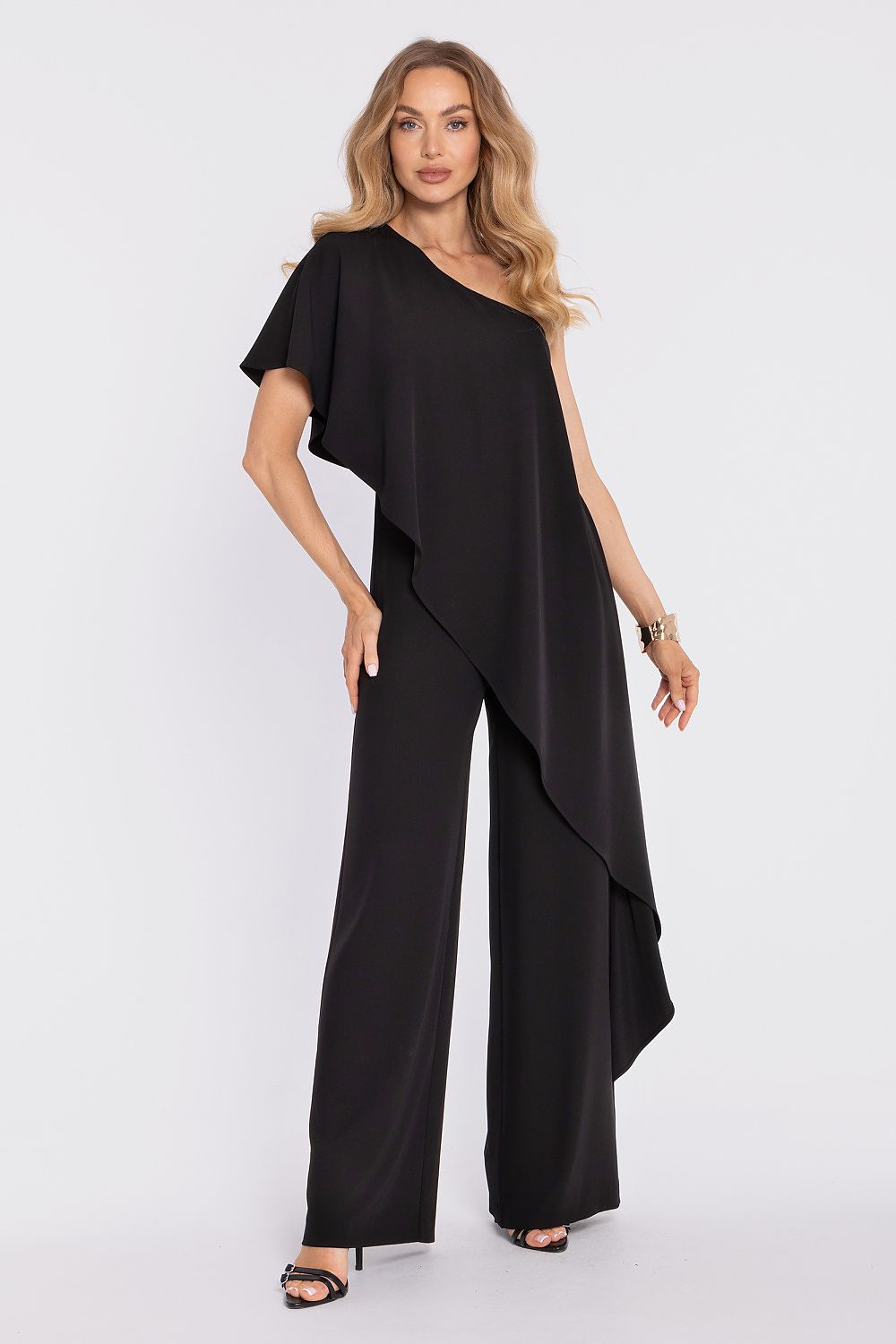 Anibe Lifestyle - Byxdress med asymmetrisk enaxelurringning och cape-överdel
