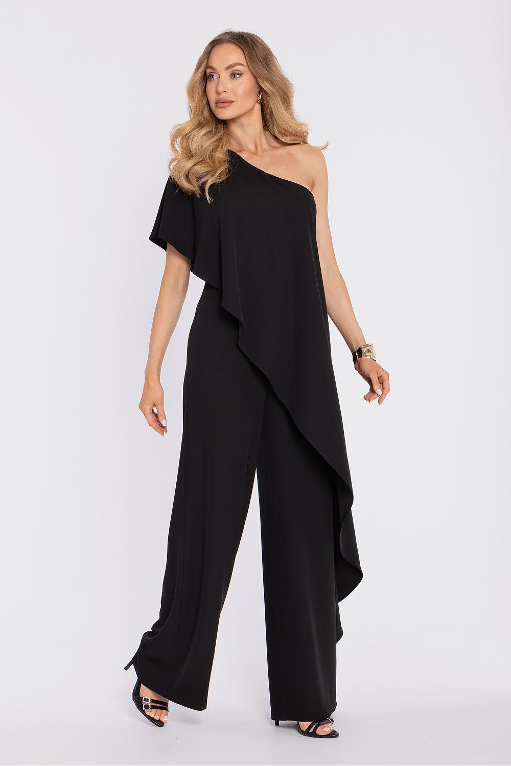 Anibe Lifestyle - Byxdress med asymmetrisk enaxelurringning och cape-överdel