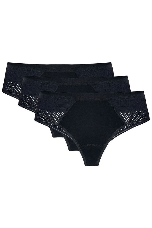 Anibe Lifestyle - Olga - T-backs i svart bomull 3-pack