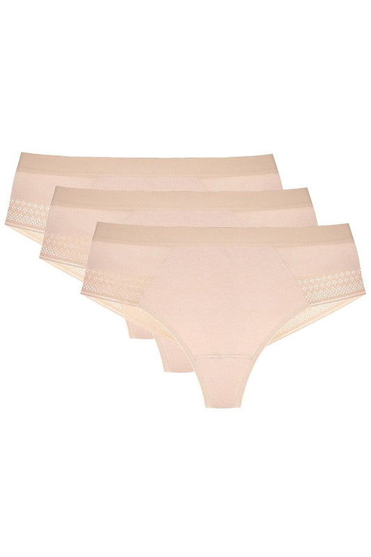 Anibe Lifestyle - Olga - T-backs i beige bomull 3-pack