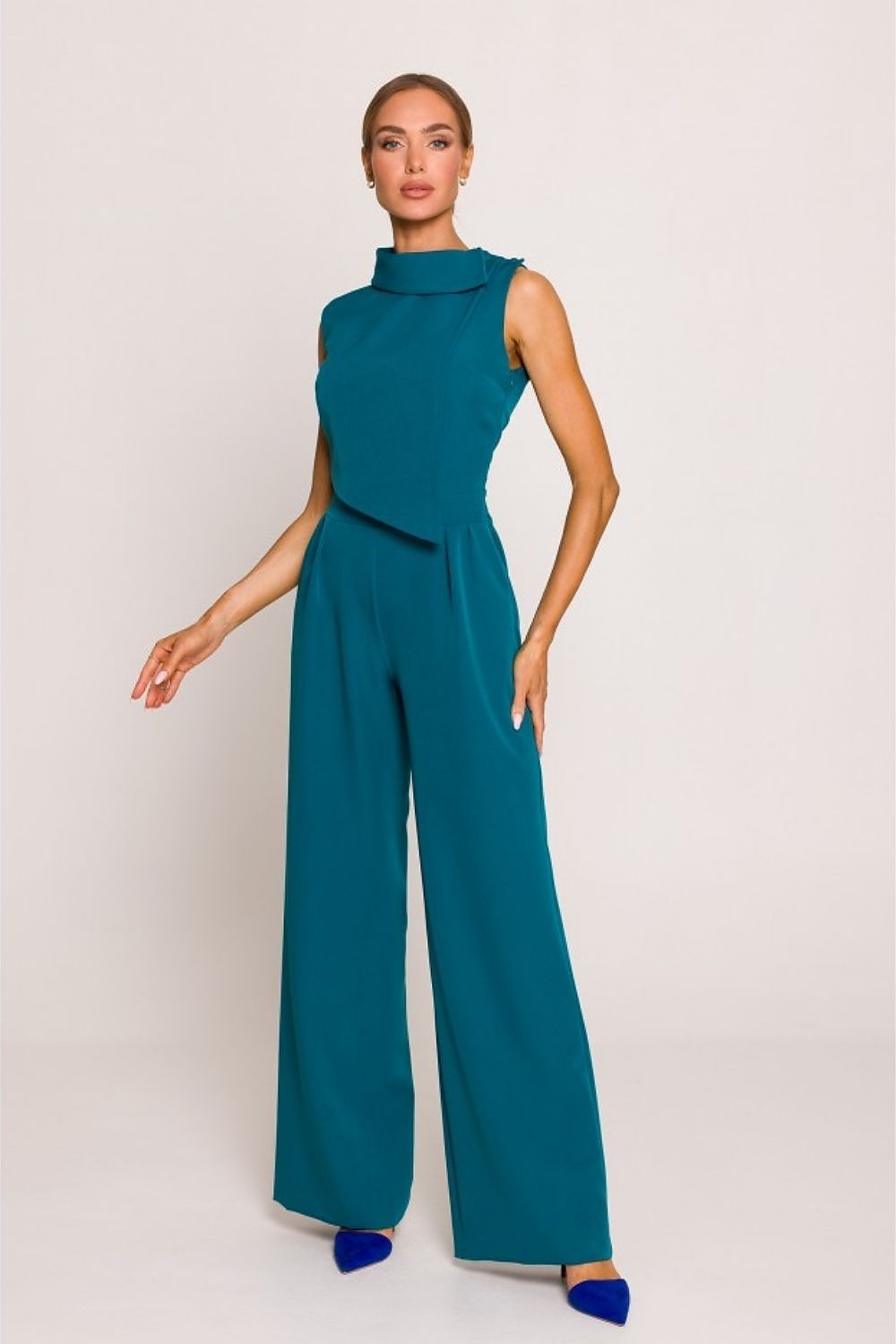 Anibe Lifestyle - Byxdress med vida ben och uppvikt krage