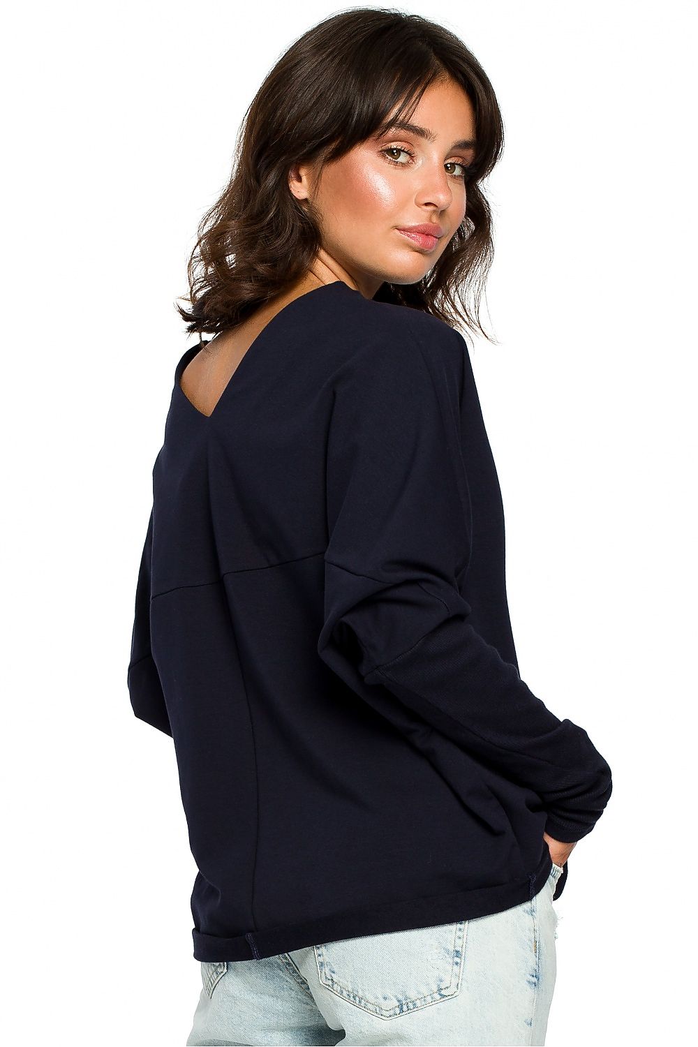Anibe Lifestyle - Ledig sweatshirt med draperad urringning