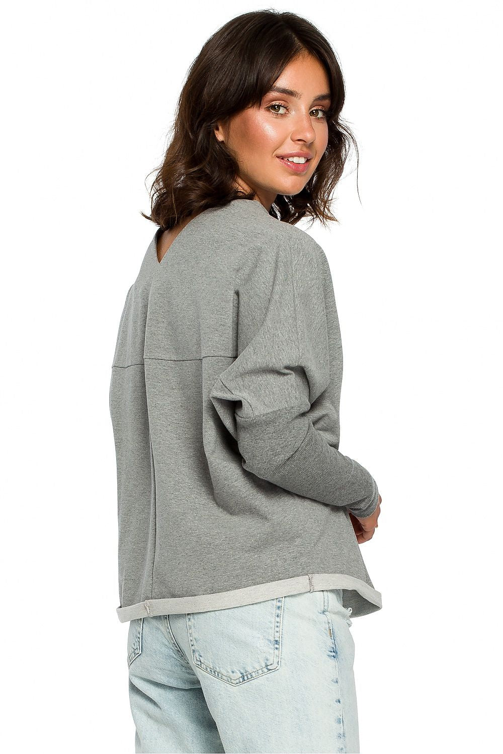 Anibe Lifestyle - Ledig sweatshirt med draperad urringning