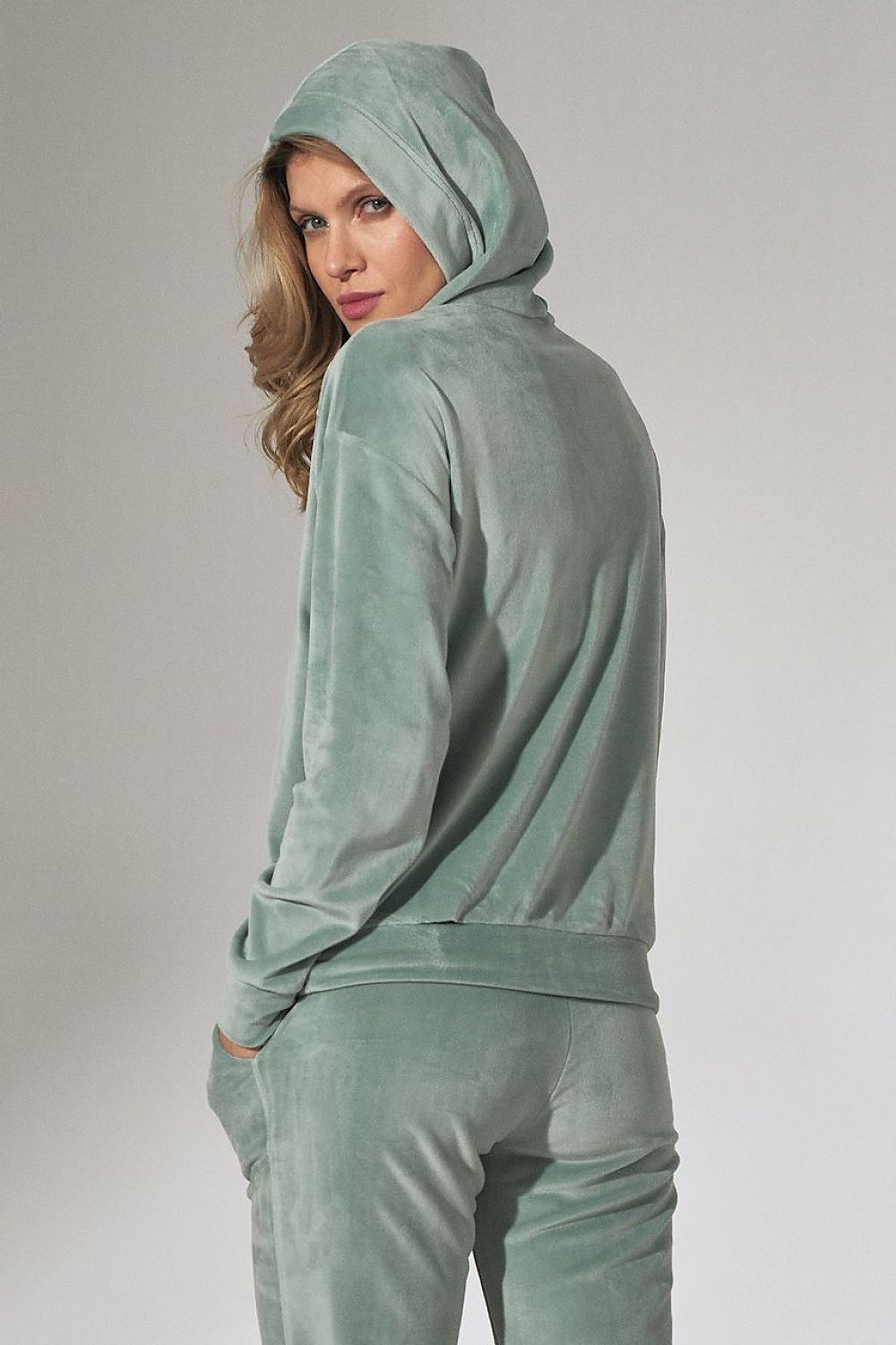 Anibe Lifestyle - Velour-hoodie med luva och mudd