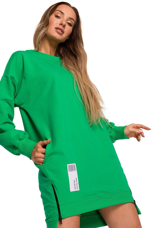 Anibe Lifestyle - Lång sweatshirt med patch och dragkedjor