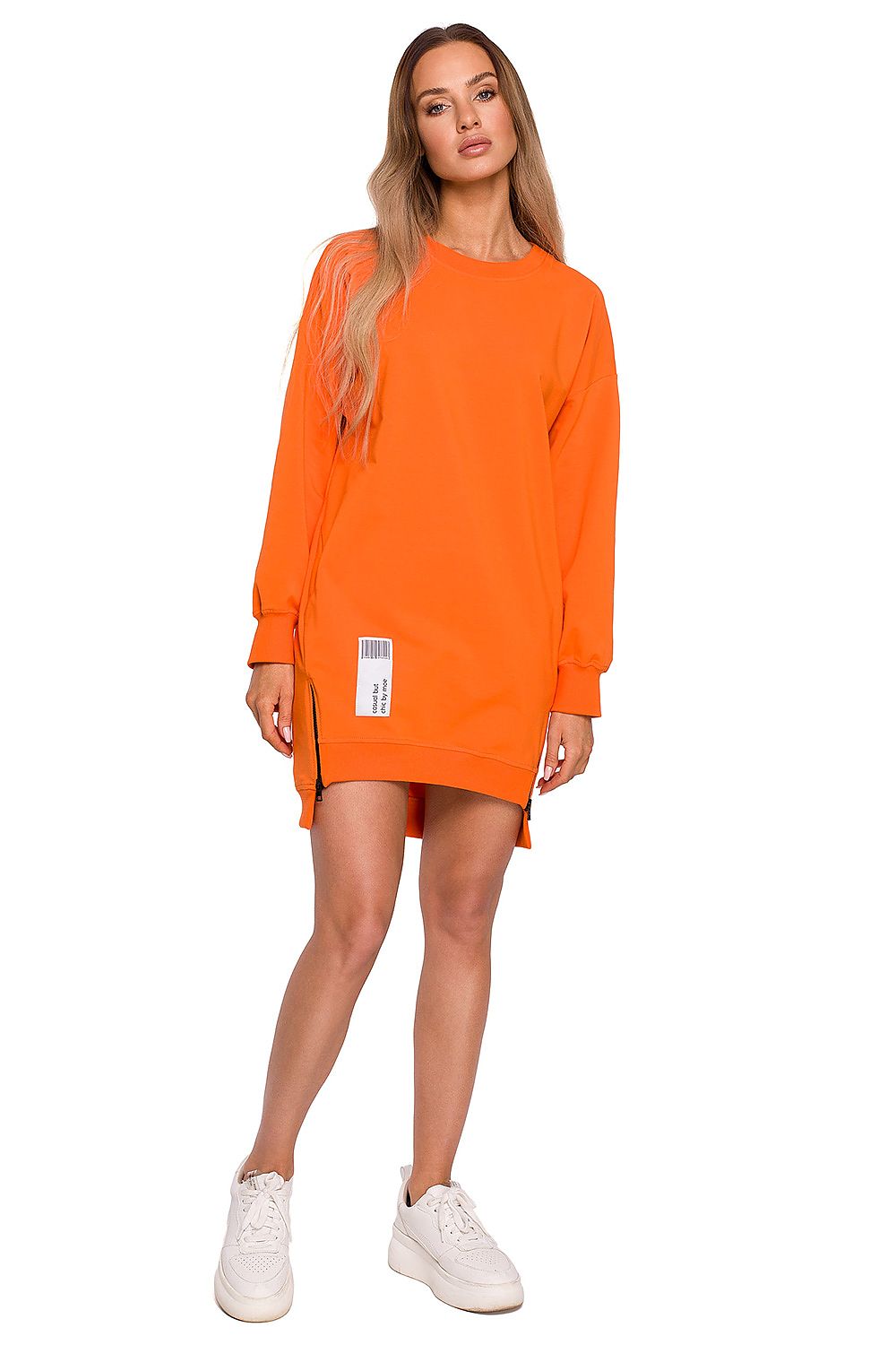 Anibe Lifestyle - Lång sweatshirt med patch och dragkedjor