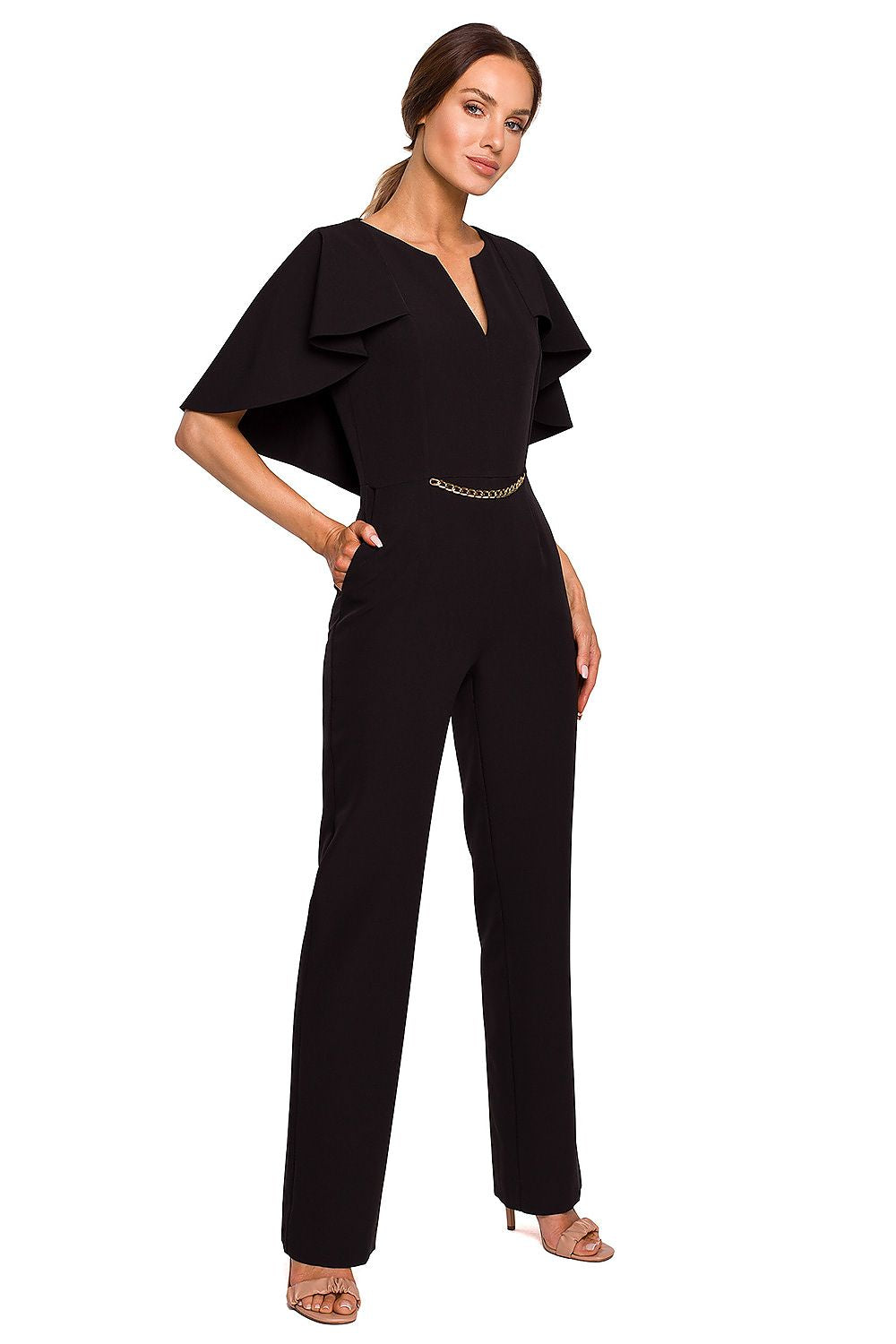 Anibe Lifestyle - Byxdress med cape och kedjedetalj