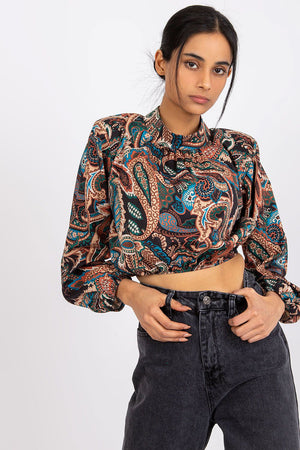 Anibe Lifestyle - Kort blus med ståkrage och lång ärm