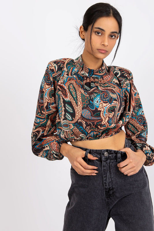 Anibe Lifestyle - Kort blus med ståkrage och lång ärm