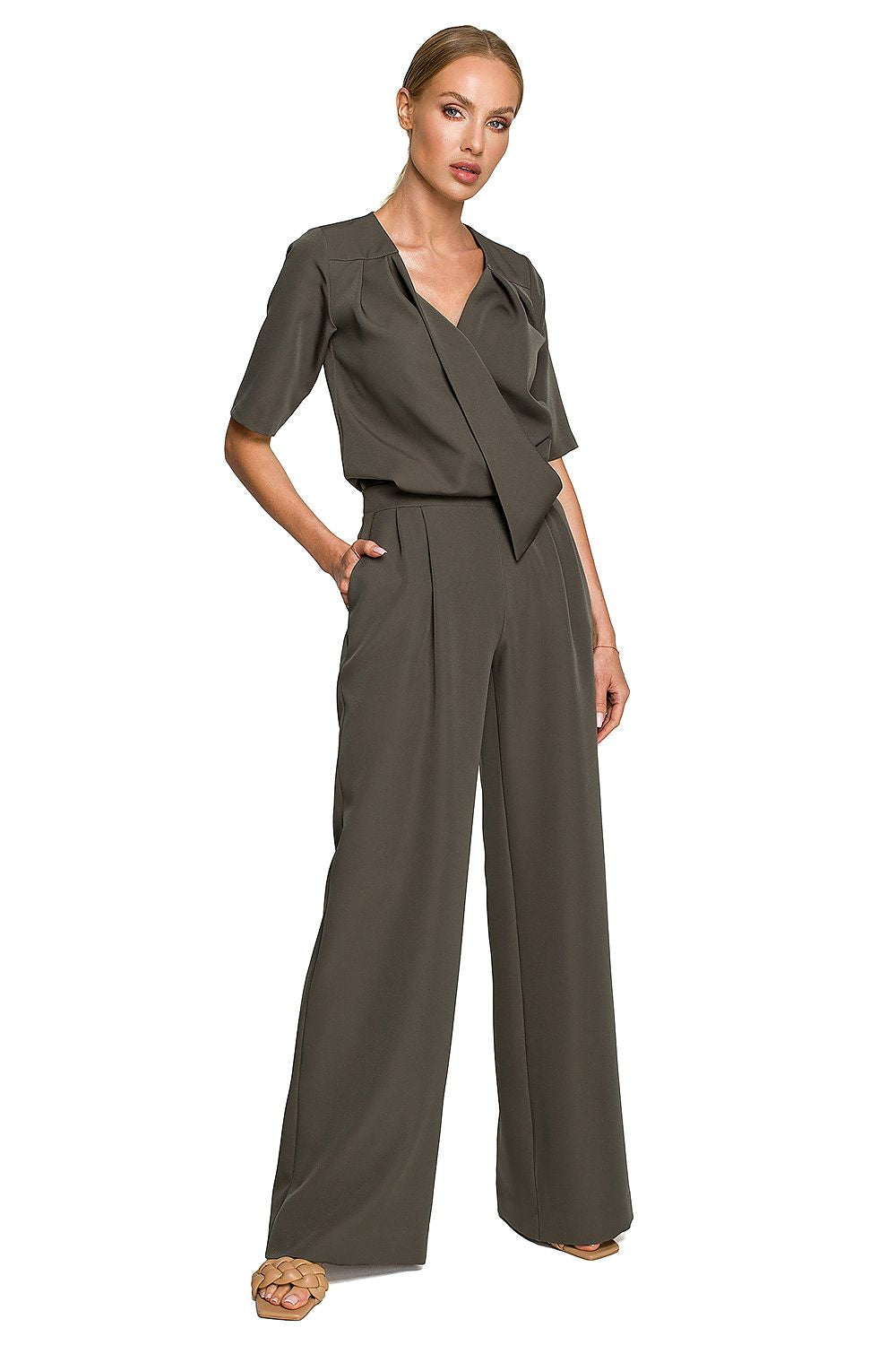 Anibe Lifestyle - Byxdress med omlottöverdel och vida ben