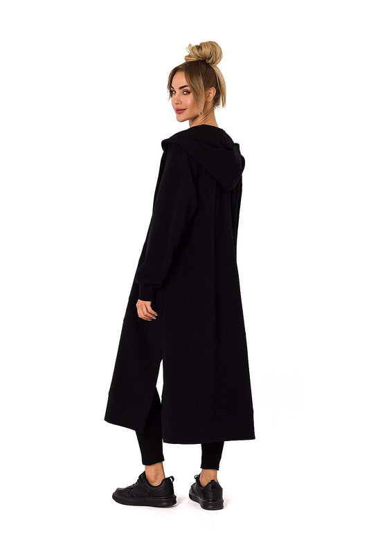 Anibe Lifestyle - Lång hoodie med dragkedja och fickor