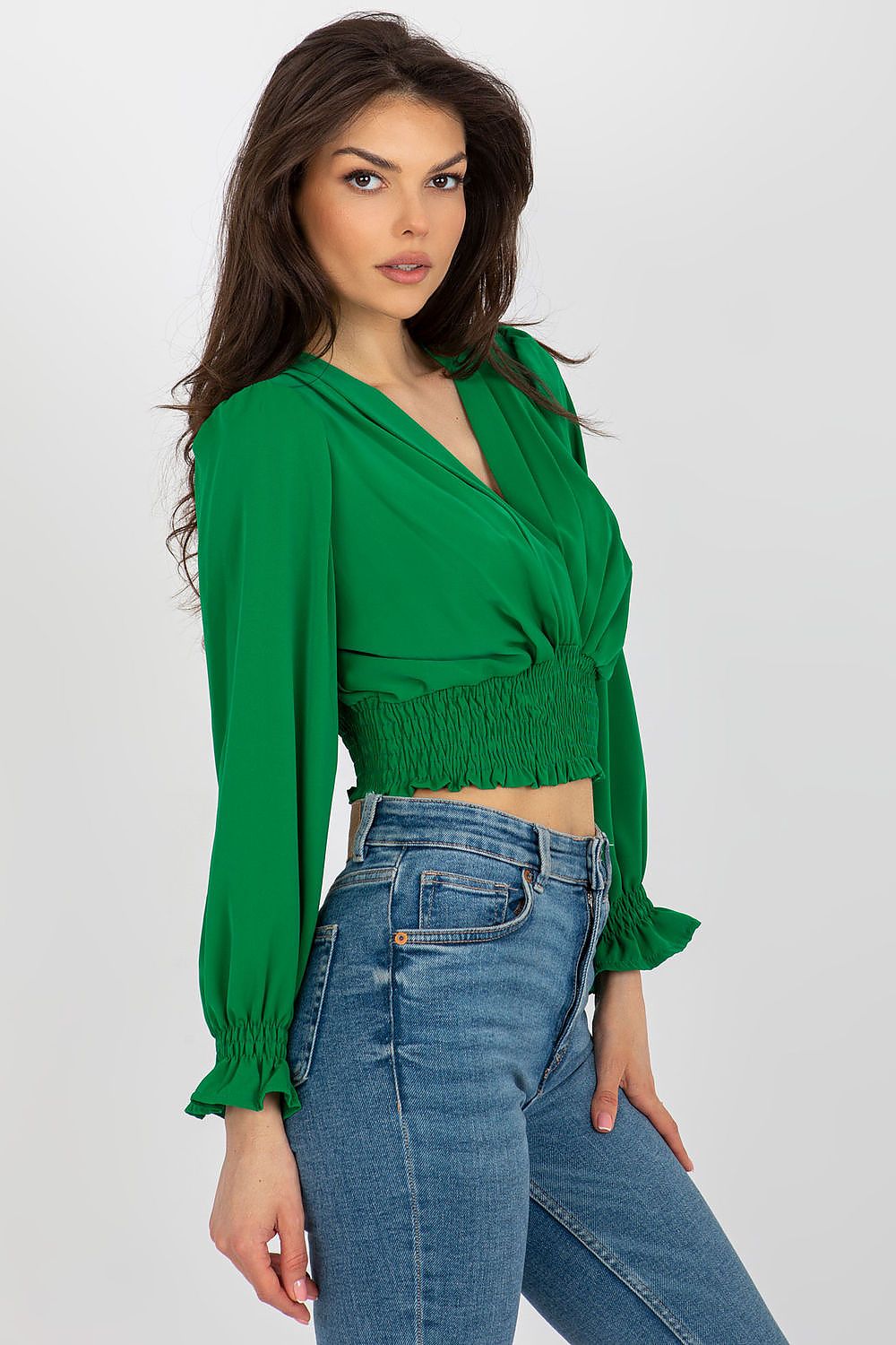 Anibe Lifestyle - Blus med omlott och V-ringning
