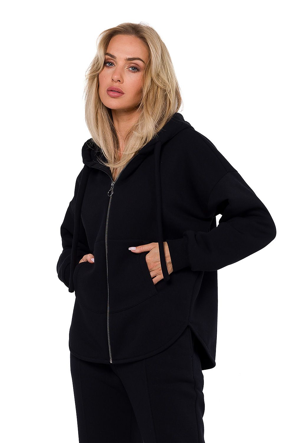 Anibe Lifestyle - Stickad sweatshirtjacka med dragkedja och känguruficka